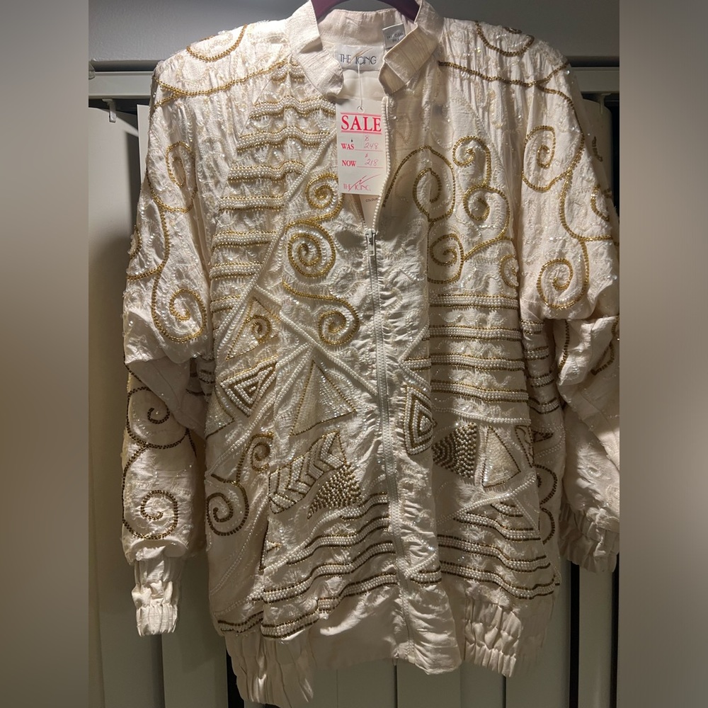 Vintage size medium ivory and gold sequence jacket